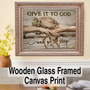 Sale GLASS FRAME Sleeping Girl Give It To God & Go To Sleep Jesus Canvas 12"x18"